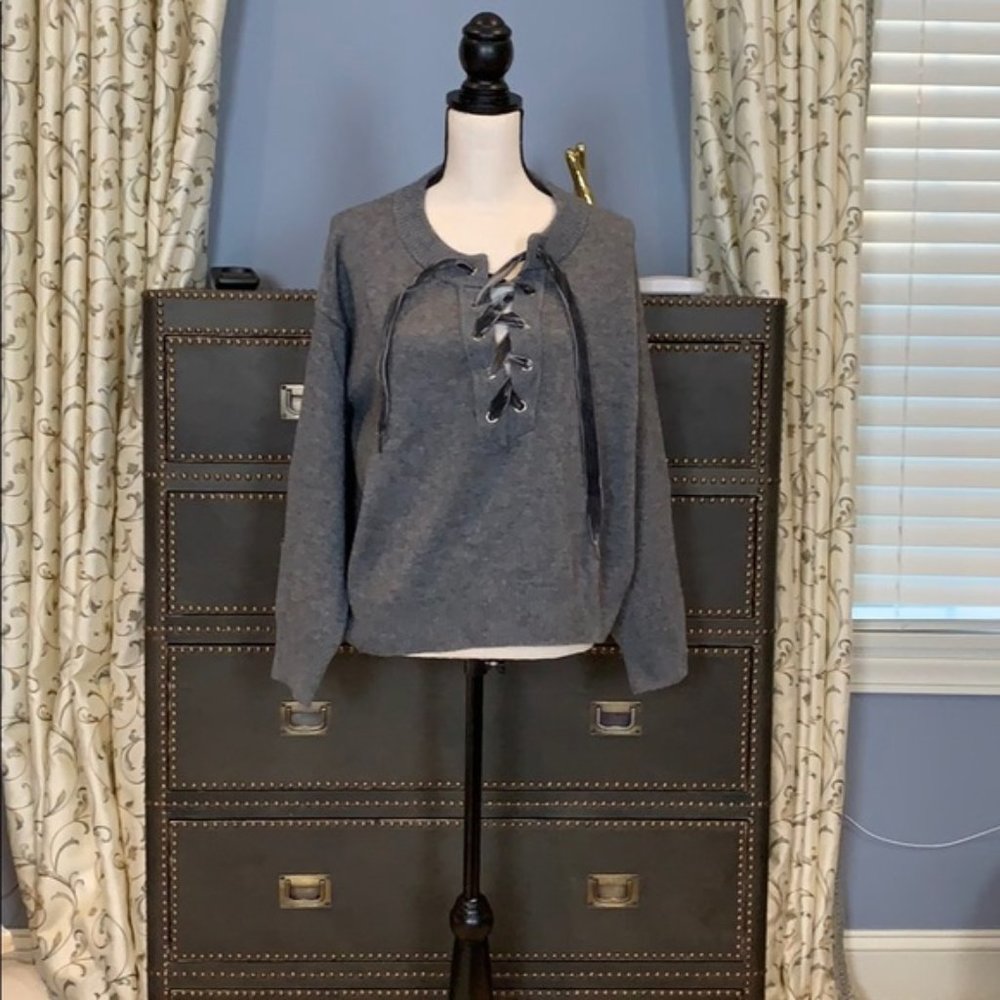 Rails Olivia Lace-Up Wool-Cashmere Sweater